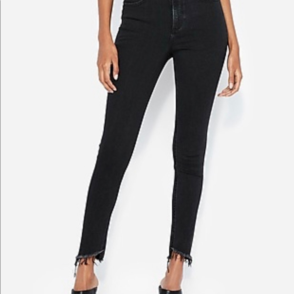 Express Super high rise black denim legging
